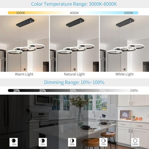 Lustre LED moderne télécommandé à intensité variable pour séjour - 8