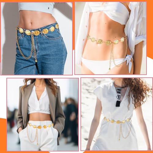 Metal Concho Belt, Silver Country Chain Belt Boho Waist Chain Country Concert Outfit Western Belt for Women Dress Jean4