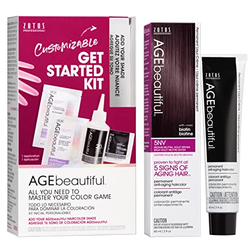 Image of AGE beautiful Permanent Hair Color Cream, 100% Gray Coverage Hair Dye with Biotin Anti-Aging Formula for Fuller, Thicker Hair, Professional Salon Quality
