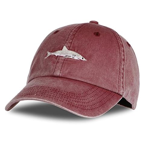 Himozoo Women Men Baseball Cap 100% Cotton Washed Shark Embroidery Dad Hat (WineRed) Cover
