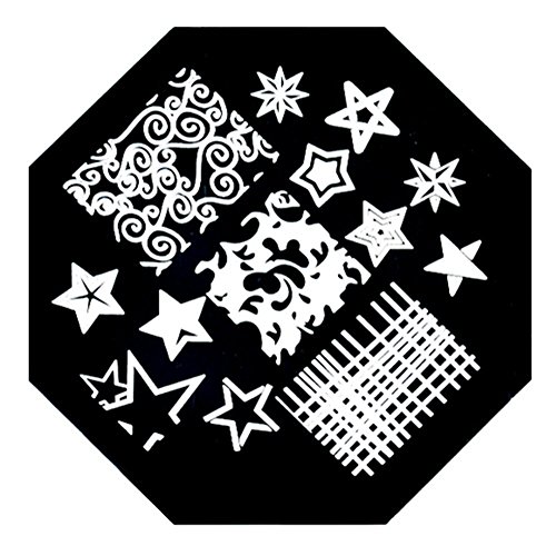 Generic Nail Art Stamp Template Star Plaid Pattern QA93