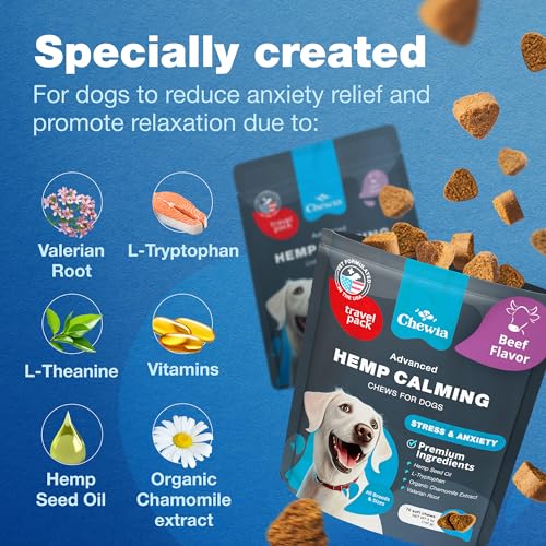 Image of Calming Hemp Treats for Thunderstorms, Fireworks, Separation, & Travelling - Travel Pack of Calming Soft Chews - Dog Anxiety Support