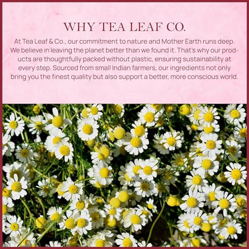 Image of Tealeaf & Co. Chamomile Rose Citrus Herbal Tea Bags - Organic Chamomile Tea Bags with Rose Petals, Orange Peel, Lemon Grass, Hibiscus & Mint Leaves - Low Caffeine - Gluten Free - 50 Teabags
