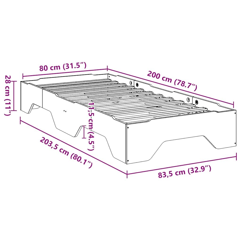 vidaXL Bedframe zonder matras massief grenenhout 90x200 vidaXL Bedframe zonder matras massief grenenhout 90x200