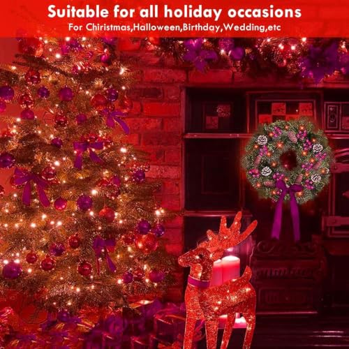 Image of 3PK 78FT 80LED Red Christmas Fairy Lights Battery Operated Halloween Lights