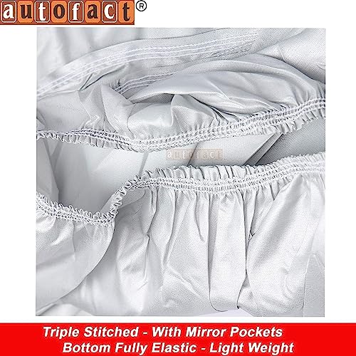 Image of Autofact Waterproof Premium Silver Matty Triple Stitched Car Body Cover with Mirror Pocket for Jeep Meridian