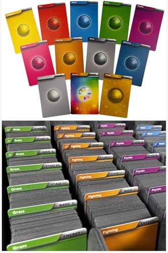 Card Dividers for Pokemon Cards. 92-Piece Plastic Trading Card Divider Set with Energy Trainer & Foil Separators. Durable Organizers for Storage Boxes & Deck Cases (2.6 x 3.8 inches).