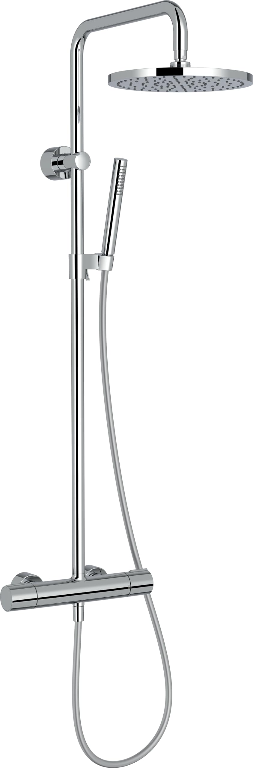 JACOB DELAFON Columna de ducha termostática 100% metal AHORRO DE AGUA Uso fácil y confort de uso perfecto Cabeza y maneta redondas Color Cromo TOOBI E78522-CP