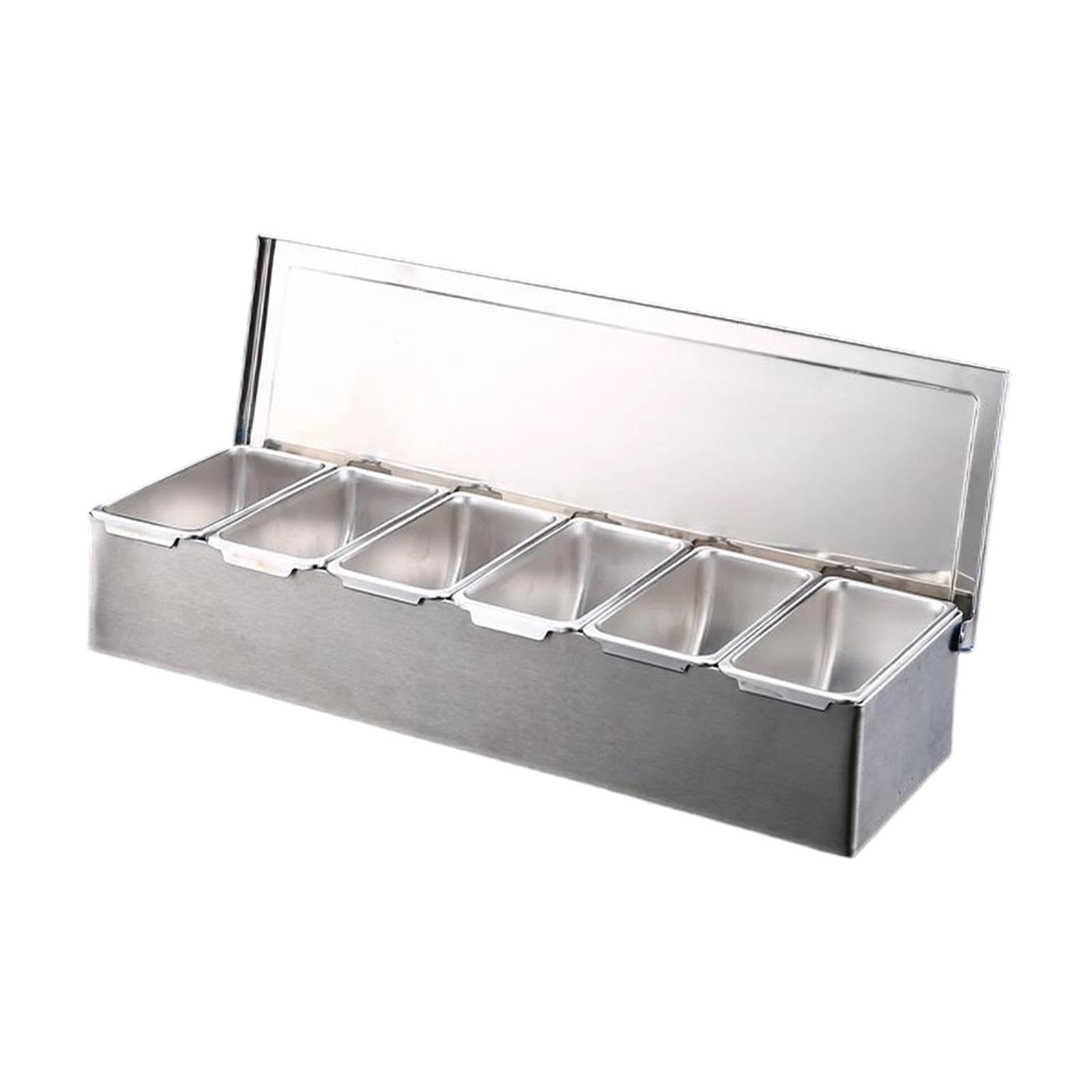 Barattolo per Condimenti in Acciaio Inox, Vassoio Multifunzionale per Condimenti con Scomparti Rimovibili, Organizer per Barbecue E Feste, 6 Griglie