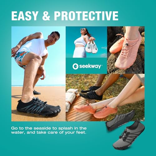 Image of SEEKWAY Mens Womens Water Shoes Quick-Dry Aqua Sock Barefoot Athletic Sports Shoes for Outdoor Beach Swim surf Walking Diving Boating Hiking Pool