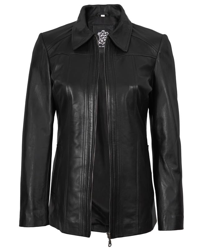 Blingsoul Leather Car Coats for Womens - Black Brown Real Long Leather Jacket Women2