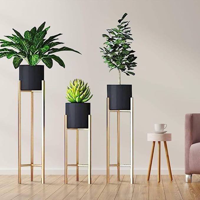 CBC Modern Metal Floor Flower Planter with Stands for Living Room Bedroom Balcony Home Decor, Display Tall Indoor Plant Stand with Planter Pot Set of 3 (B0C1SN5KLS) Amazon Price History, Amazon Price Tracker