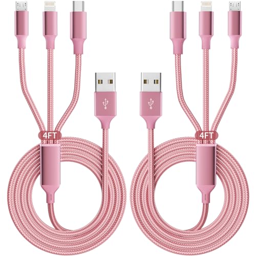 Image of Multi Charging Cable, 3 in 1 Charging Cords for Multiple Devices-2Pack4FT