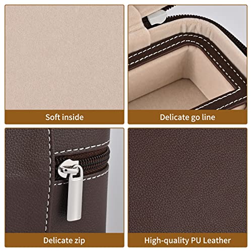 Image of ROSELLE Eyewear Travel Case for women men, Luxury leather 2 /3-Slot Eyeglasses Storage Box for Multiple Glasses and Sunglasses