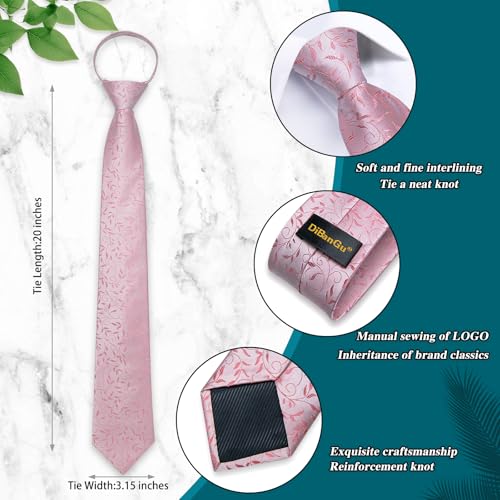 Image of DiBanGu Mens Zipper Tie Silk Pre-Tied Necktie with Gift Box