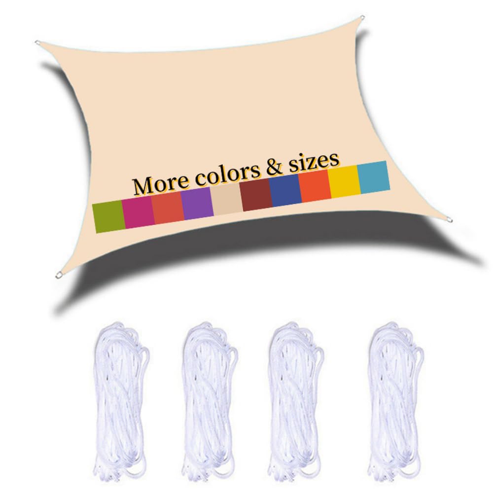 Sun Shade Sail 3x6m Waterproof Rectangle PES Polyester 98% UV Block for Outdoor Garden Patio Yard Party with Free Ropes, Cream Color โ image 1