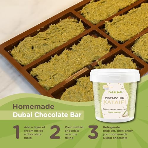 Image of EATALIAN by AMZ BETTER Pistachio Cream with Kataifi, 2.2 lb /1000 g, Delicious Spreadable with a Sweet and Unique Taste, Ideal on Bread and with Ice Cream, Excellent for Dubai Chocolate, Made in Italy