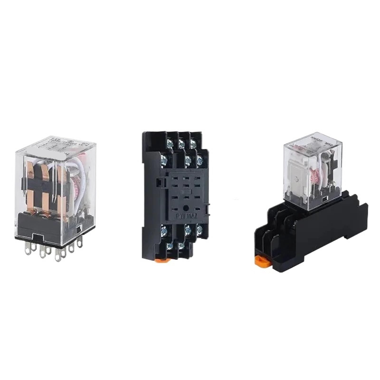 5 piezas de relé MY4P HH54P, bobina general DPDT, CA 110 V, 220 V, CC 12 V, 24 V, microinterruptor de relé electromagnético con base de zócalo LED MY4NJ(AC (5Pcs),36V With Base)