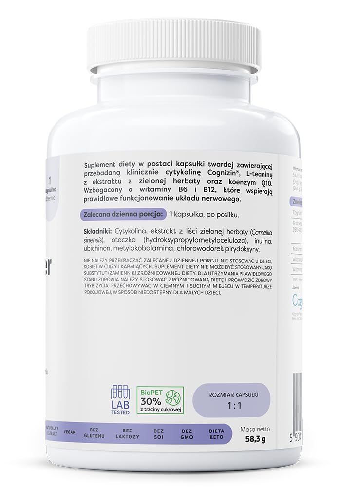 Osavi Neuropower z Cytykoliną 250 mg – 90 wegańskich kapsułek | Wspiera układ nerwowy i zdrowie psychiczne | Z Cognizin® cytykoliną, L-teaniną, koenzymem Q10, B6 i B12 dla jasności umysłu