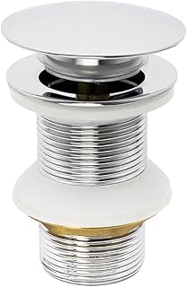 Meccion Pop Up Basin Plug Unslotted Solid Brass Click Clack Sink Waste Drainer with Universal G 1-1/4 Connection for All Standard Wash Basins, Sinks, Vanity