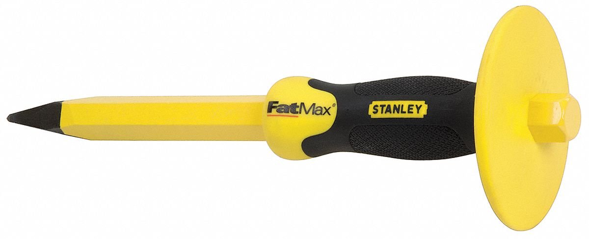 Stanley 16-329 Cincel de hormigón FatMax de 3/4 pulgadas x 12 pulgadas con protector de mano bimaterial