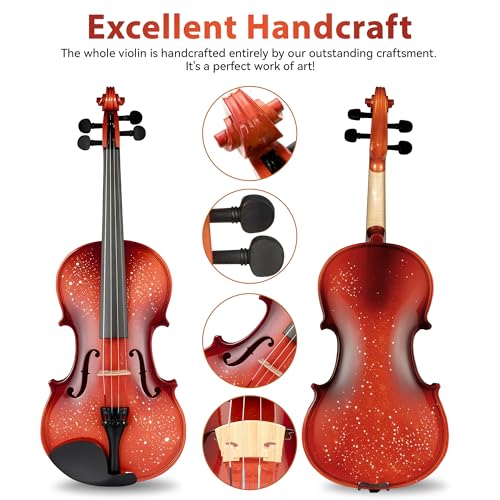 Image of Poseidon Full Size 4 /4 Violin Set for Beginner Student, Christmas Red
