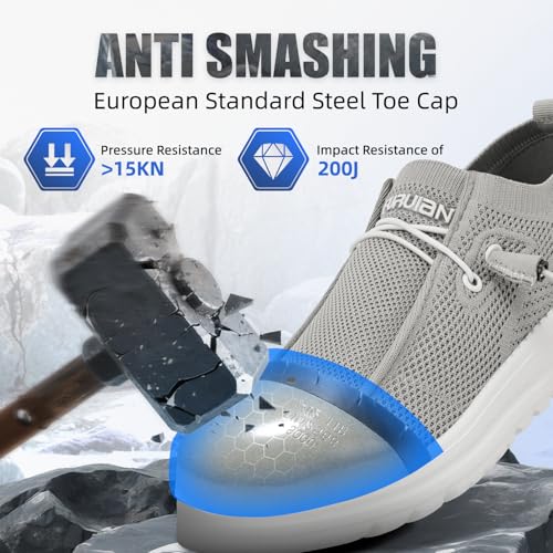 Image of Furuian Steel Toe Shoes for Men Low-top Safety Work Shoes for Men Lightweight Steel Toe Sneakers Comfortable Canvas Work Loafers Zapatos De Trabajo para Hombres