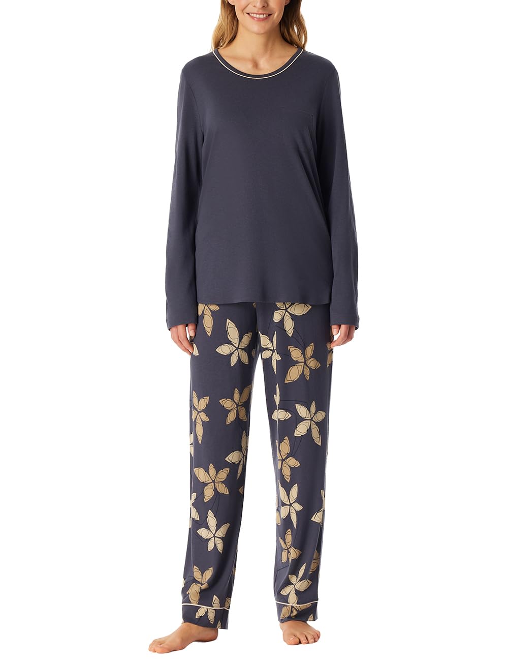 Schiesser Schiesser Damen Schlafanzug Set Lang Baumwolle Modal - Nightwear Ensemble de Pijama Femme