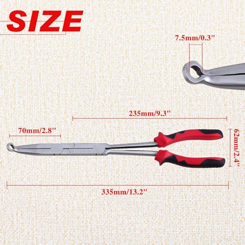 LEONTOOL Extra Long Nose Hose Grip Pliers 13" Spark Plug Pliers Long Reach XL Pivot Ring Nose Plier Hose Removal Plier with Serrated Jaw Spark Plug Boot Puller for Hard to Reach Narrow Spaces,Small - Image 3