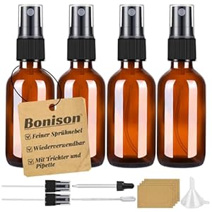 Bonison 50ml Braunglas Sprühflaschen 4 Stück