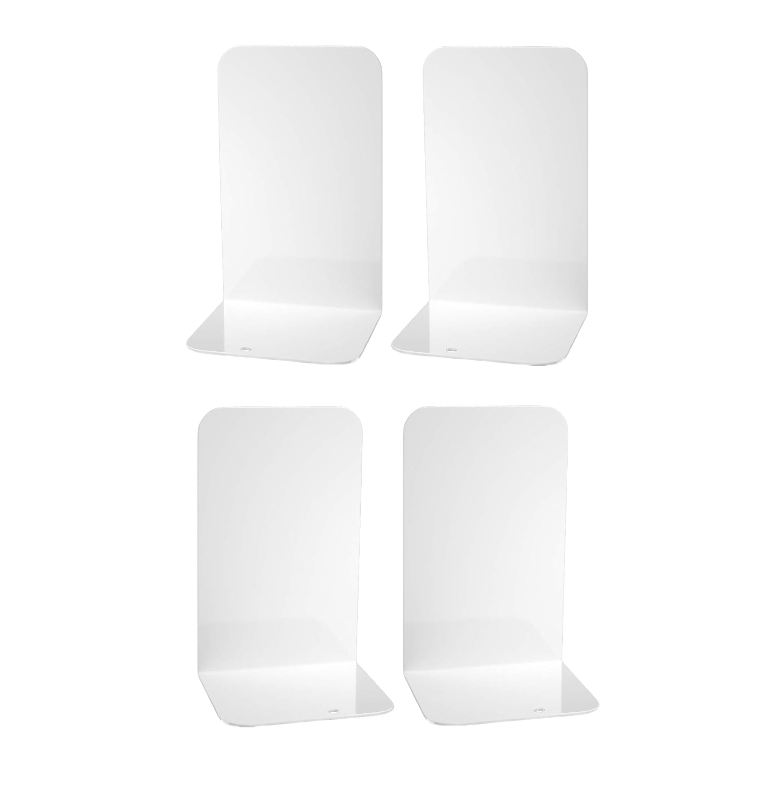 Deefongo Metal Bookends, Set of 4 Bookends, White Metal for Books DVDs, Magazines, 20cm*14cm-4