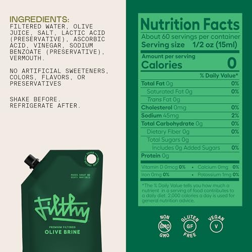 Image of Filthy Olive Brine, Premium Cocktail Mixer - 32 Oz Pouch
