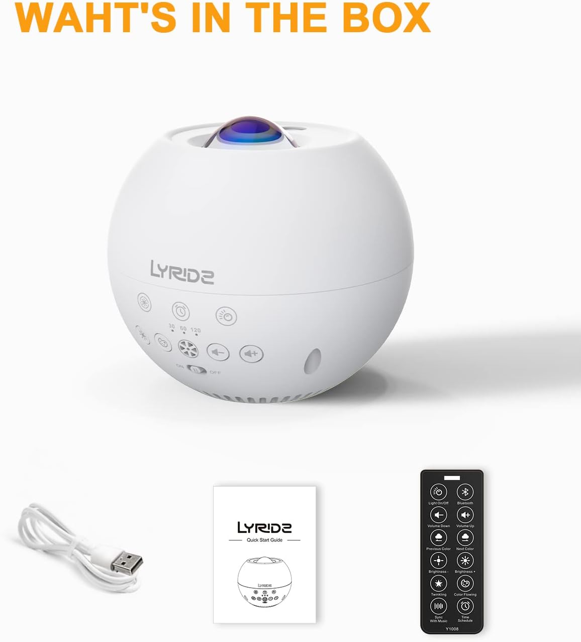 Lyridz Galaxy Projector Night Light, 3 in 1 Star Projector with Bluetooth Music Speaker, Remote Control, and Timer Function for Bedroom, 10 Colors Starry Projector Galaxy Light for Kids & Adults