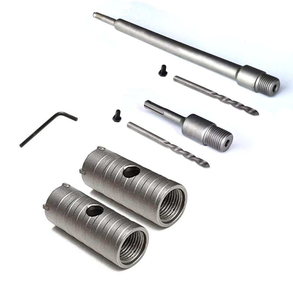 2PCS 30MM SDS Wall Drill Bit, Concrete Tungsten Carbide Drill Bit With 110MM 350MM Round Handle, High Strength, Stability, Fast Drilling for Air Conditioners, Wires, Washing Machines Pipe Punching Etc