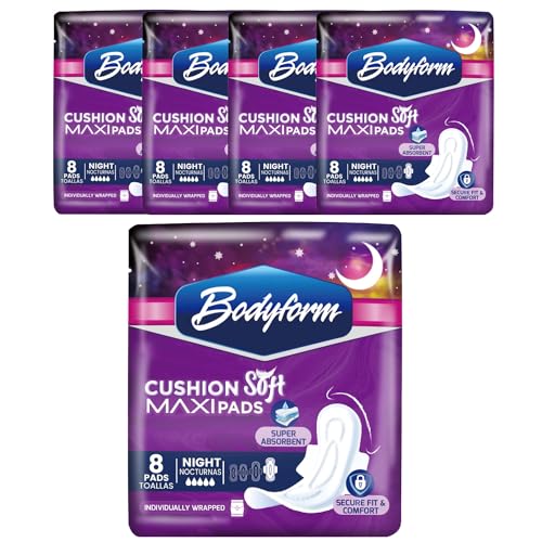 Image of Bodyform Maxi with Wings - Value Sanitary Napkins, 32 Counts (4 Packs of 8 Counts) Cushion Soft Always Comfortable and Ultra-Absorbent