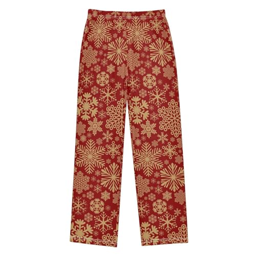Golden Snowflake Boys Long Pants Soft Trousers Elastic Waist Kids Lounge Bottoms with Pockets S-XL