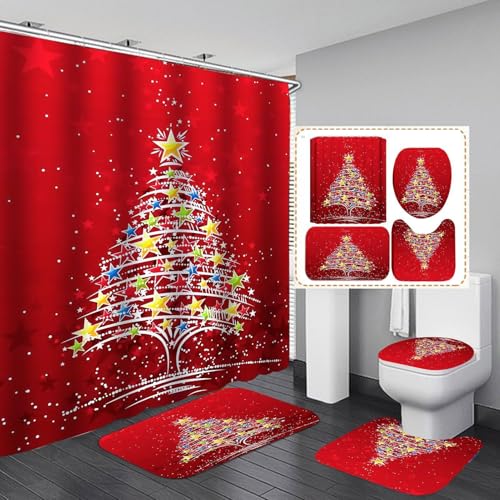 Alfombra navideña con funda para asiento de inodoro ideal para tu baño 3
