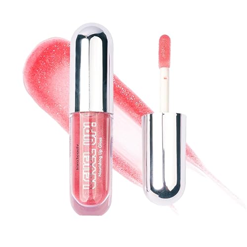 Miniatura 10 de Kara Beauty Brillo de labios nutritivo de nivel brillo labial con aroma de melón de azúcar vegano de alto brillo con ácido hylalurónico, aceite de