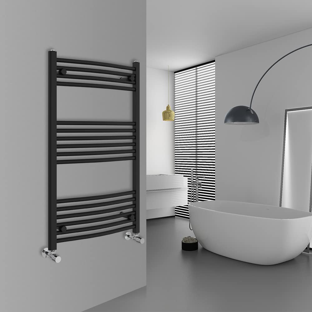 Warmehaus Curved Bathroom Heated Towel Rail Radiator Black 1000x600mm — image 1