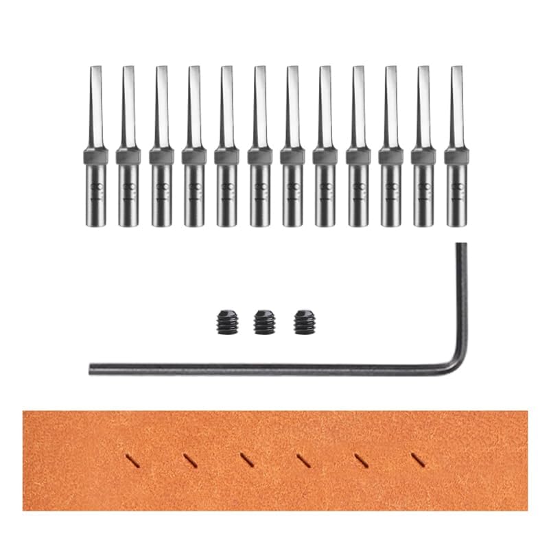 WUTA 3rd Gen Removable Lacing Stitching Chisel Round Hole Kit for Leather Craft, DIY Belts, Bags, Wallets & Saddlery(12 x Hexagon head 1.8,Not Handle)