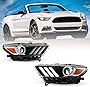 ROXX Headlight Assembly Compatible with 2015 2016 2017 Ford Mustang, Full LED Projector DRL Headlights Front Lamps Pair w / High Low Beam Reflector