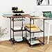 PUNCIA Movable Corner Heat Press Table with Vinyl Roll Holder Heavy Duty Heat Transfer Stand with Foldable Table Rolling Heat Press Cart DIY Craft Workstations for Cutting Machine