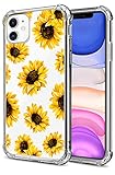 HEYORUN Sunflower Clear Case Compatible for iPhone 11 Released 2019, Yellow Sunflower Girls and Women Floral Back Case Cover, Sunflower Transparent Soft TPU Bumper Shockproof Protective Case Cover