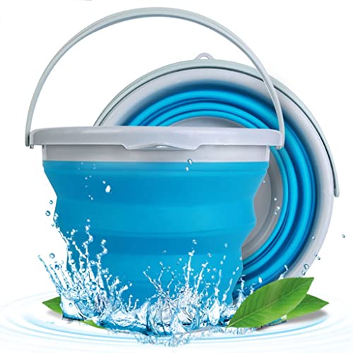 Secchio pieghevole in plastica portatile con manico per pulizia, pesca, campeggio, giardinaggio, capacità 10 l