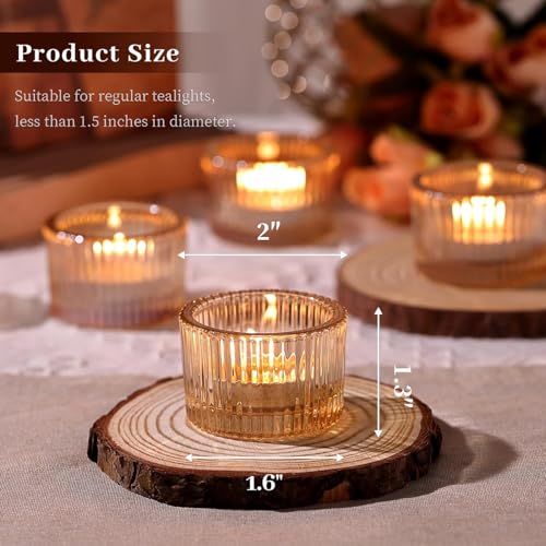 Haviti GGTCH 24 Pcs Tealight Gold Candle Holders, Votive Tea Light Candle Holder Glass For Gold Centerpieces Wedding Christmas Table Decor thumb #1