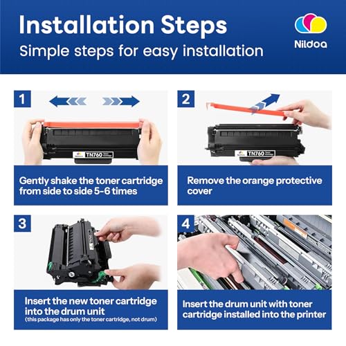 Image of TN760 TN-760 Toner Cartridge High Yield Black Replacement for Brother TN760 TN-760 MFCL2750DW HLL2390DW MFCL2710DW HL-L2350DW Printer Ink, TN7602PK