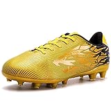 Saekeke Kinder Fußballschuhe Mädchen Jungen Low-Top Fussballschuhe FG/AG Professionelle Fussball Trainingsschuhe Outdoor Sport Football Schuhe Gold EU 36