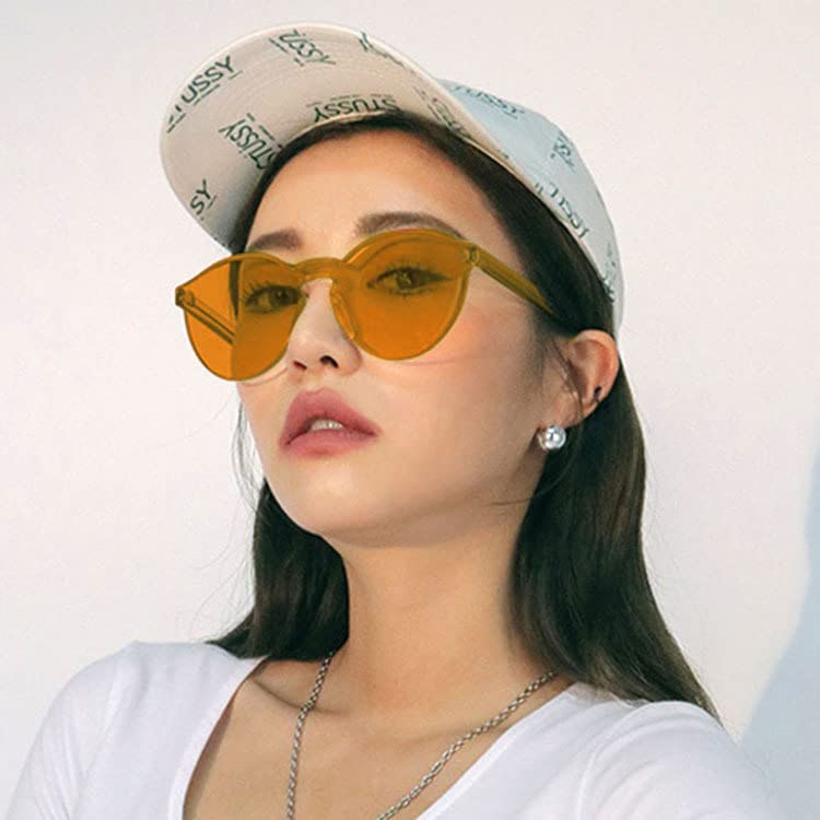 Kursan Colorful One Piece Transparent Round Rimless Sunglasses for Women Men2
