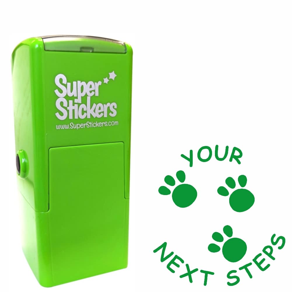 Trodat Green With Green Ink Teacher Stamp, Education Marking Stamp, Reward Stamps For School - Your Next Steps, Impression Size Approx. 23X23 Mm, Green Ink