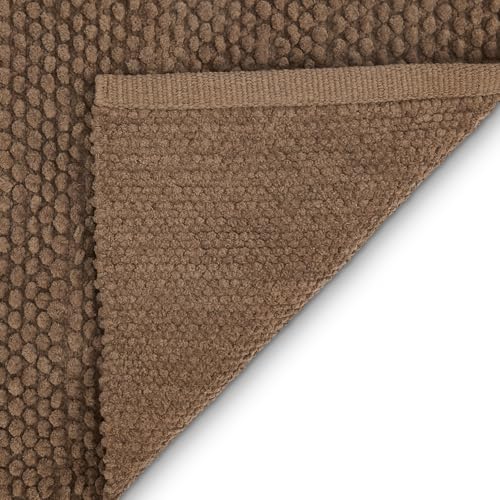 Image of haus & kinder Door Mat Cotton Chenille 1700 GSM | Ultra Soft Absorbent Anti Skid Bath Mat for Bathroom, Entrance & Kitchen | Thick Floor Mat | Brown | 45 x 70 cm